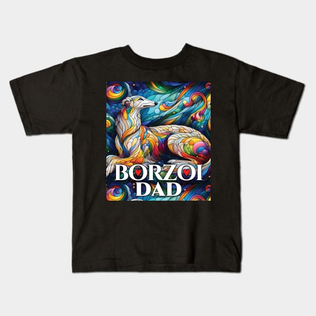 Borzoi dad, stained glass. I love borzois. Kids T-Shirt by MrPila